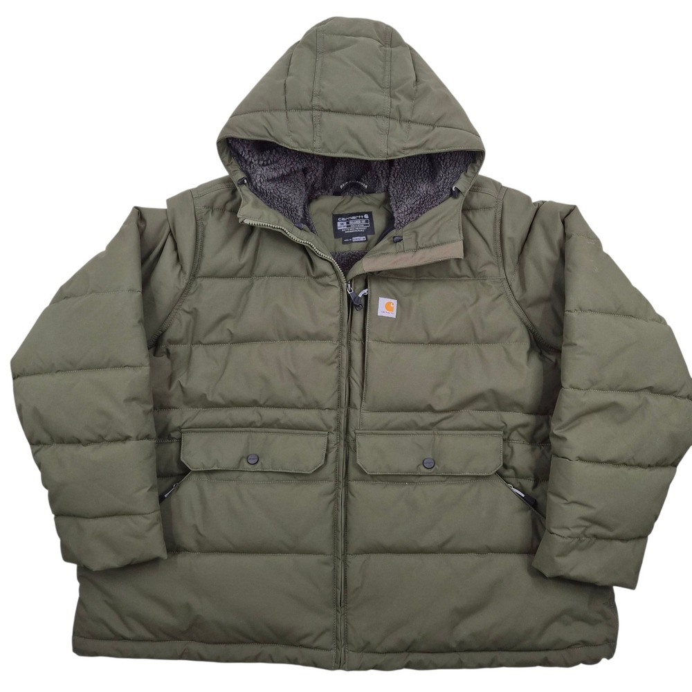 Carhartt Rain Defender Puffer Jacket Womens 3X‎ Olive Green Relaxed Fit OJ5457-W